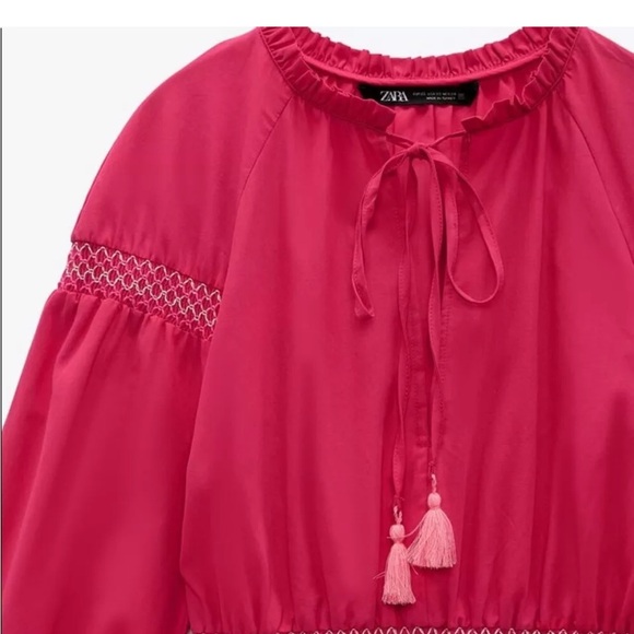 ZARA CONTRASTING ELASTIC DETAIL DRESS - Picture 3 of 3